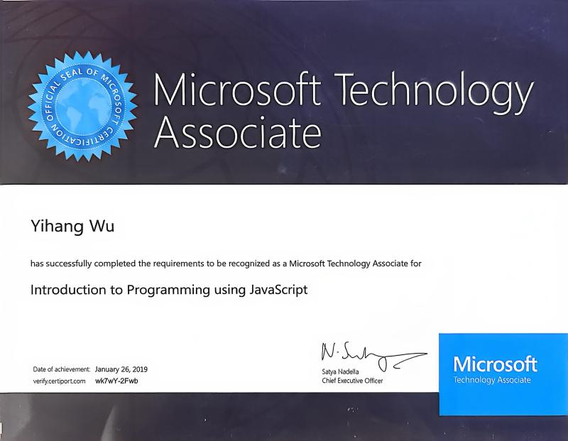 Microsoft Technology Associate certificate